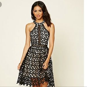 Crochet overlay mini dress